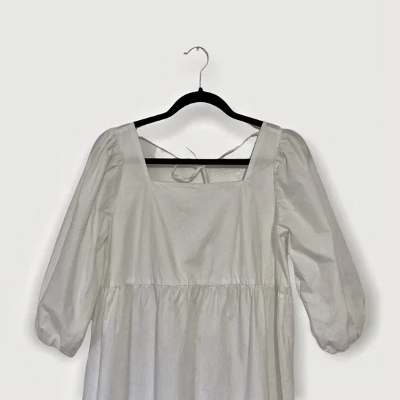 OAK + FORT 6308 Puff Sleeve White Midi Dress Size XS - Picture 3 of 9
